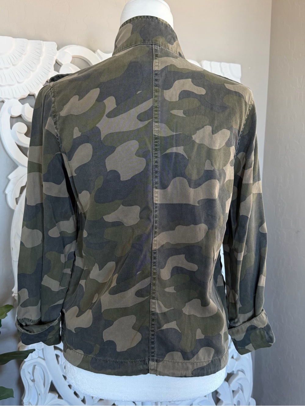 C&C California Camo Utility Jacket Women XS Olive Khaki Military‎ Full Zip Coat - Picture 3 of 4